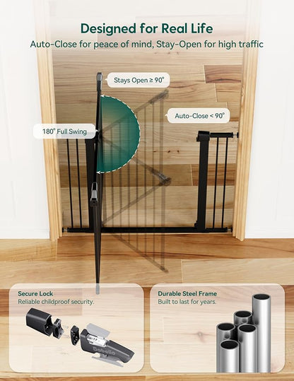 Babelio Metal Auto Close Baby Gate PressGuard P7, 29-48" Wide 30" Tall Extra - Image 5