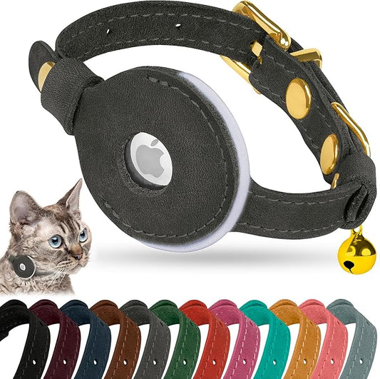 OOPSDOGGY Reflective Leather AirTag Cat Collar by OOPSDOGGY
