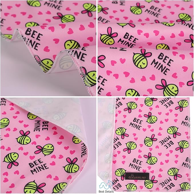 ARING PET Bee Dog Bandanas, Spring Yellow Pink Bees Pet Bandana Scarf Triangle - Image 5