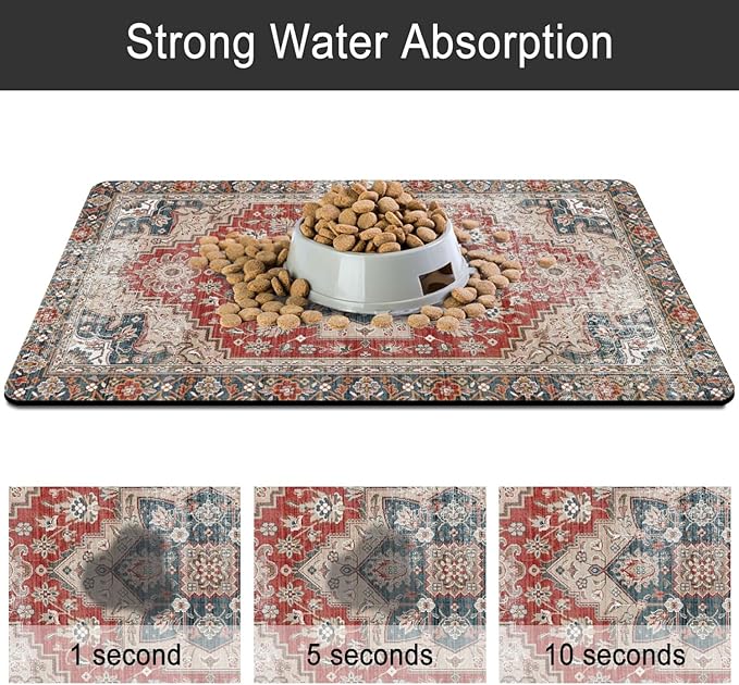 2 Pack Dog Food Mats for Floors, Absorbent and Quick-Drying Pet Cat Food Mat - Image 5