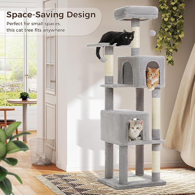 Cat Tree for Indoor Cats, 62-Inch Multi-Level Cat Tower - Image 5