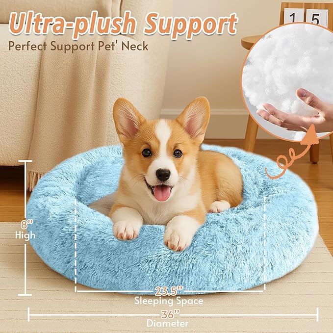 JOLLYVOGUE Calming Dog Bed Large Size Dog, Anti-Anxiety Donut Large Pet Bed - Image 6
