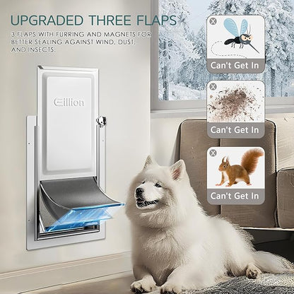3-Flap Pet Door for Wall Dog Door for Wall Exterior, Large Doggie Door - Image 3