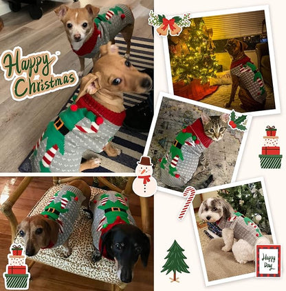 Dog Cat Ugly Christmas Sweater Boy Girl Xmas Pet Clothes Holiday Puppy Costume - Image 3