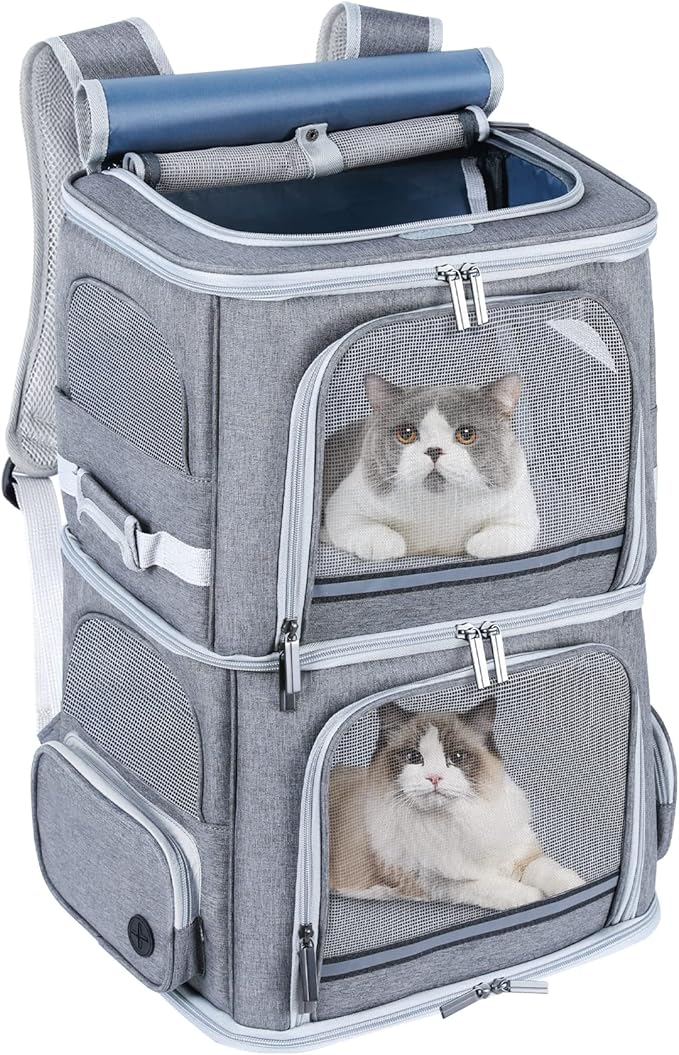 Double Cat Carrier for 2 Cats, Dog Backpack Carrier for Medium Dogs, Double by GROXKOX