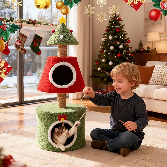 COSIEST 40in Tall Christmas Cat Tree Tower - Image 3