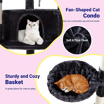 Allewie 73in Fan-Shaped Space-Saving Corner Cat Tower/Multi-Level Tall Cat Tree - Image 6