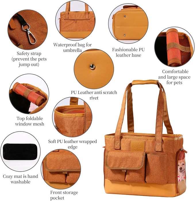 Cat Carrier, Dog Carrier, Pet Carrier, Foldable Waterproof Premium PU Leather - Image 3