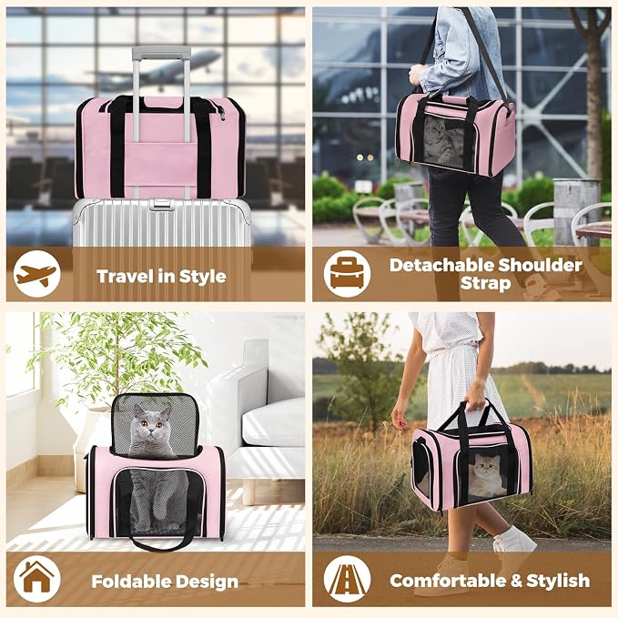 Cat Carrier Soft for Pets Up to 15 Lbs, Cat Travel Bag Soft-Sided - Image 7