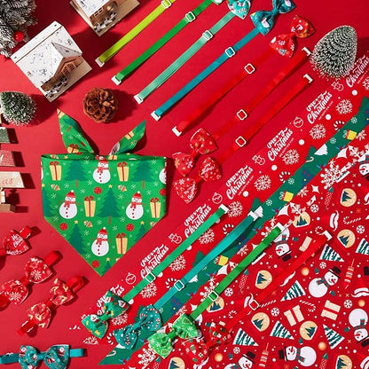 Sanwuta 50 Pcs Christmas Dog Bandanas and Collar Bow Ties Set 25 Bandanas Bulk - Image 4