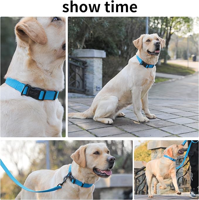 lynxking Dog Collar Soft Padded Breathable Cotton Solid Color Strong Adjustable - Image 6