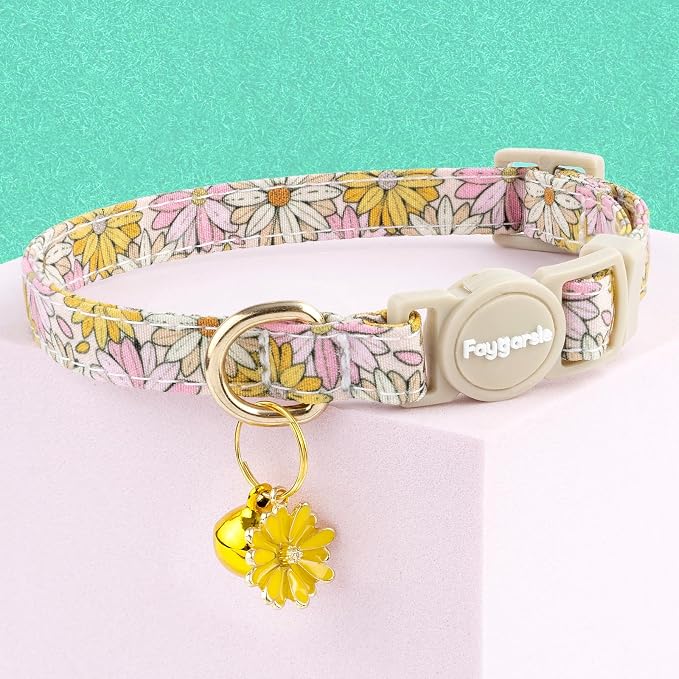 Faygarsle 2 Pack Pink Bow Floral Pattern Cat Collars Breakaway Safety Collar - Image 4