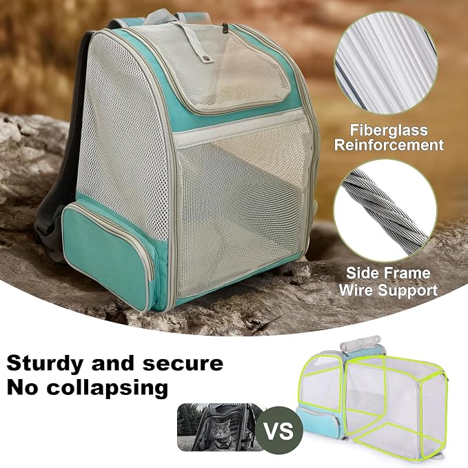 halinfer Backpack to Carry Cat and Small Puppy up to 16 Pounds, Breathable Pet - Image 3