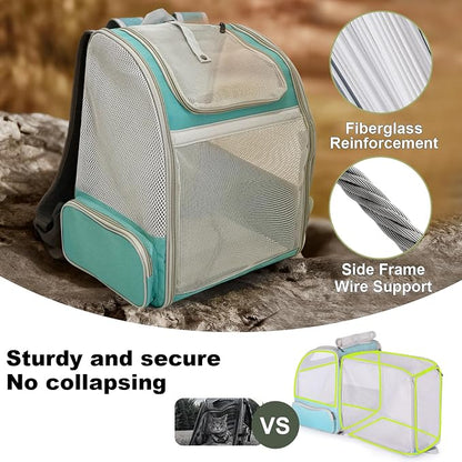 halinfer Backpack to Carry Cat and Small Puppy up to 16 Pounds, Breathable Pet - Image 3