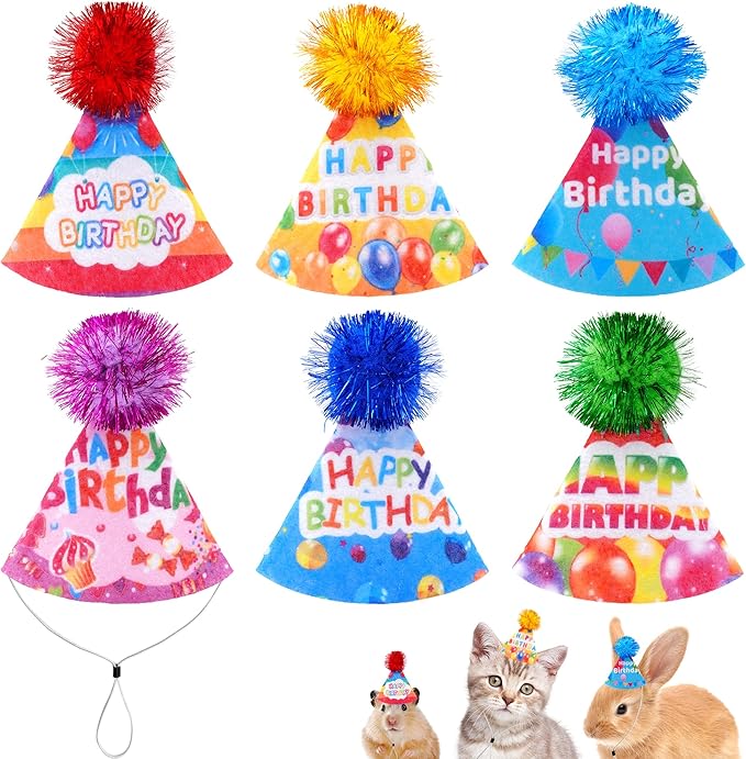 6pcs/Pack Mini Dog Happy Birthday Hats Party Hats by JpGdn