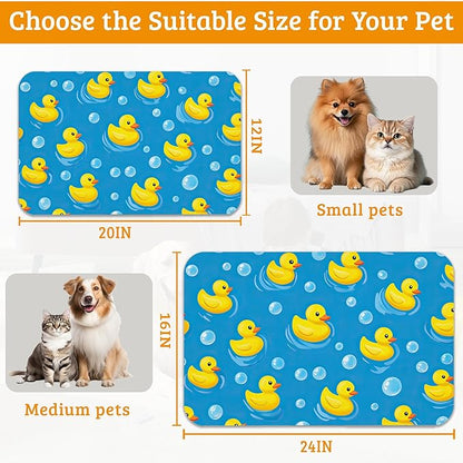 Yellow Rubber Ducks Dog Food Mat, Soap Bubbles Absorbent Pet Feeding Mat - Image 6