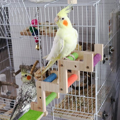 Bird Ladder Bridge, Wooden Parrot Hamster Climbing Ladder Toys, Bird Perch Stand - Image 3