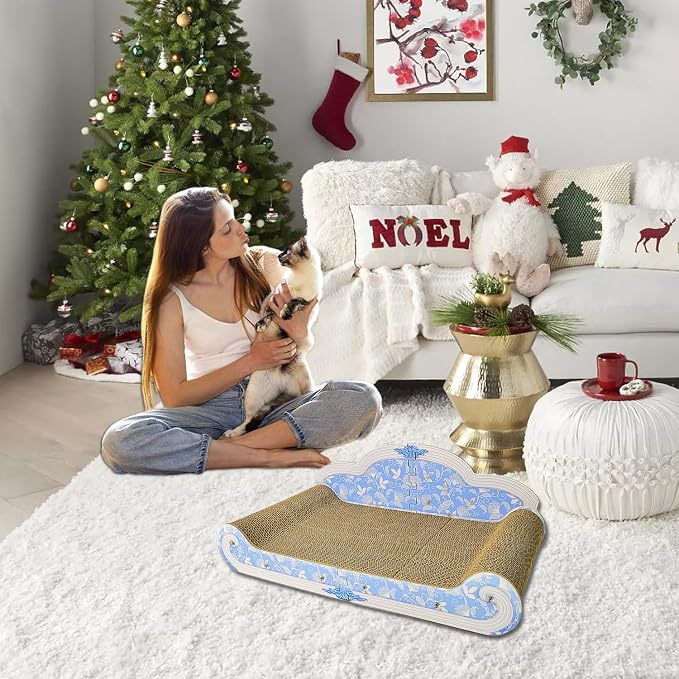 Luxury Cardboard Cat Scratcher Sofa Bed, Couch Shaped Cat Scratching Board - Image 8