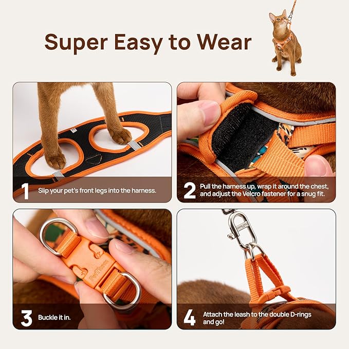 Cat Harness and Leash Set, Step-in Escape Proof Adjustable Vest Harness - Image 2