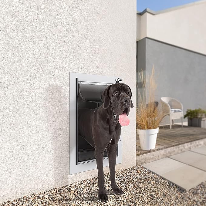 Baboni Pet Door for Wall, Steel Frame and Telescoping Tunnel, Aluminum Lock - Image 8