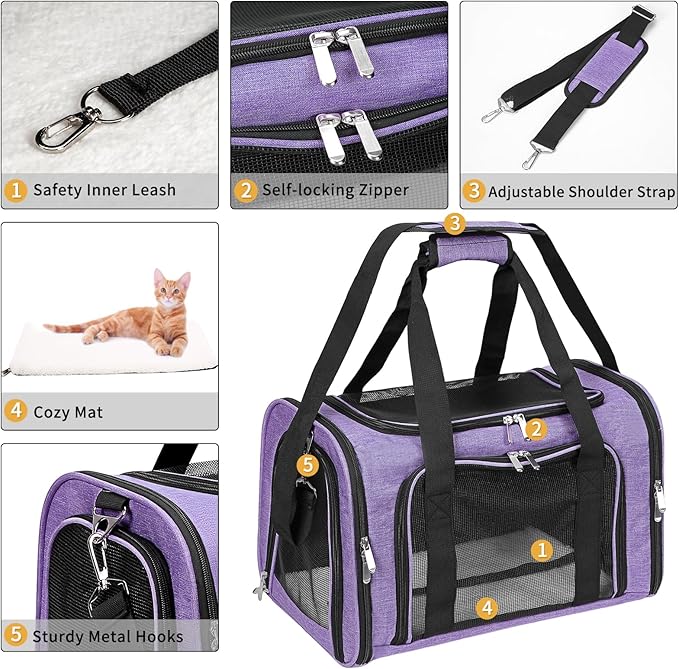 Soft-Sided Cat/Dog/Pet Carrier, Collapsible Pets Travel Carriers - Image 4