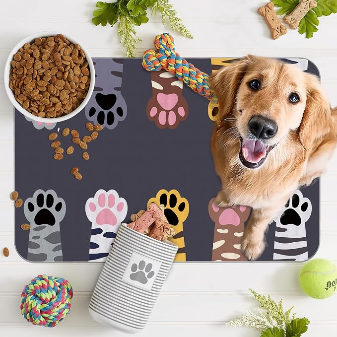 Cute Cat Paw Print Dog Food Mat - Image 7