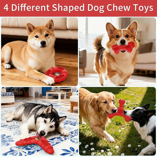 Natural Rubber Dog Chew Toys 4Pack, Tough Dog Toys - Image 2