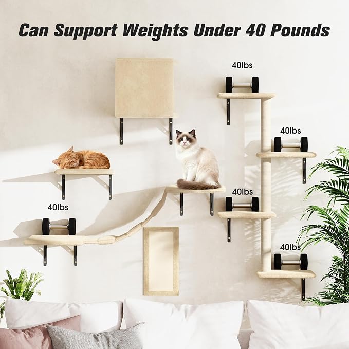 COZIWOW Wall Mounted Cat Furniture, Cat Wall Shelves and Perches, Floating Cat - Image 7