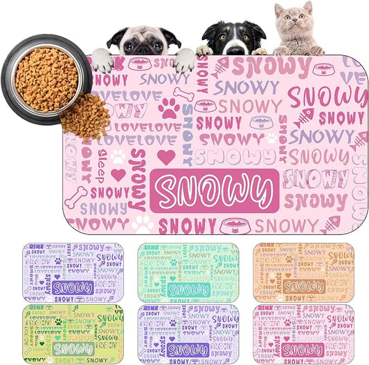 Personalized Dog Cat Mat with Name Photo Custom Placemat Feeding Mats by MYESCUSTOM