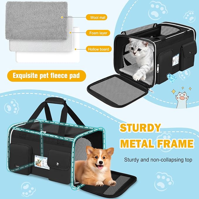 HUANLANG Soft-Sided Cat Carrier Airline Approved, Dog Carriers - Image 6
