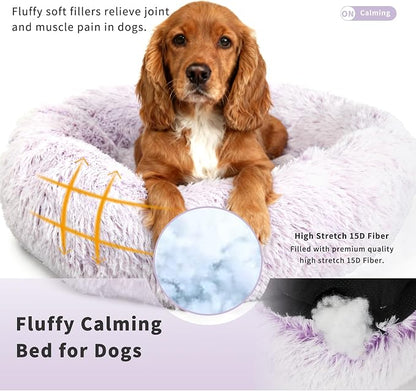 Calming Dog Bed for Medium Dogs Washable Donut 30 inches Anti-Slip Pet Bed - Image 3