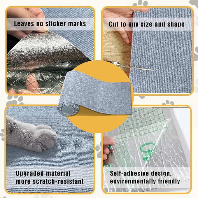 3PCS Cat Scratch Mat, 39.4"x11.9" DIY Trimmable Self-Adhesive Cat Scratching Mat - Image 7