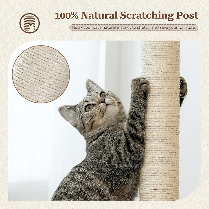 PETEPELA Floor to Ceiling Cat Tree, 92.9''-101.6''Height Adjustable Cat Tower - Image 7