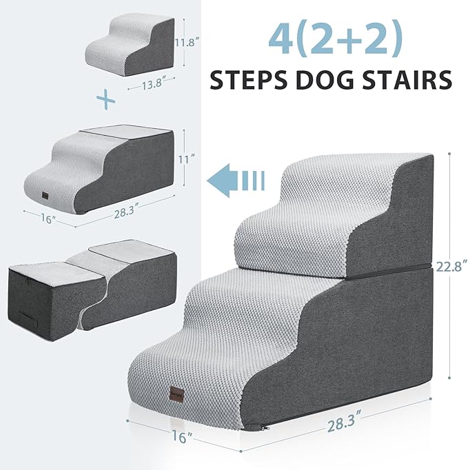 Dog Stairs for High Beds, 4-Step Dog Steps for Small Dogs and Cats, Foldable - Image 4