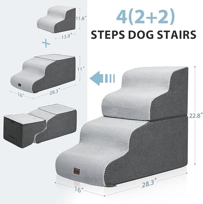 Dog Stairs for High Beds, 4-Step Dog Steps for Small Dogs and Cats, Foldable - Image 4