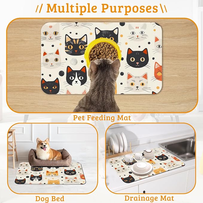 Cats Dog Cat Food Mat, Absorbent Waterproof Placemat - Image 7