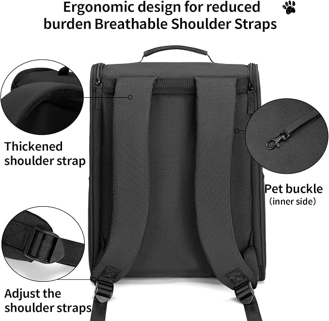 Cat Carrier Backpack, Steel Wire Frame More Stable, 600D Wear-Resistant Oxford - Image 5