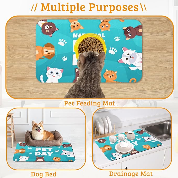 Pet Dog Cat Food Mat, Animal Paws Absorbent Waterproof Placemat - Image 7