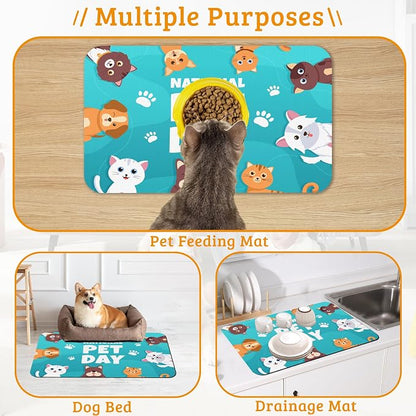 Pet Dog Cat Food Mat, Animal Paws Absorbent Waterproof Placemat - Image 7
