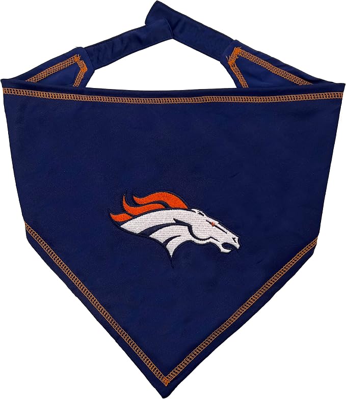 Pets First NFL Denver Broncos TIE Bandana, Large/X-Large. Dog Bandana Scarf Bib by PETSFIRST