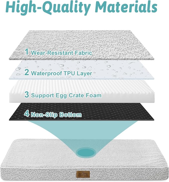 Dog Crate Bed for Small Size Dogs, Rectangular Orthopedic Cat Beds, Foam - Image 5