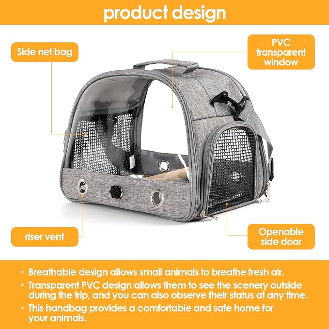 Bird Travel Carrier with Perch Parakeet Backpack Carriers with Stainless Steel - Image 5