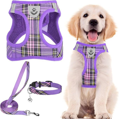 PUPTECK Adjustable Dog Harness Collar and Leash Set Step in No Pull Pet Harness by PUPTECK