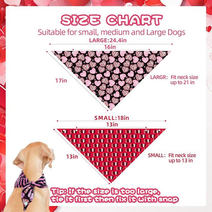 PAWCHIE Valentine's Day Dog Bandanas 4 Pack, Reversible Dog Party Triangle - Image 3