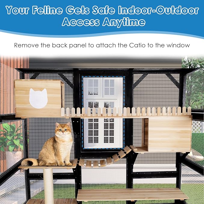 Large Catio Outdoor Cat Enclosure Window 73" H Walk-in Cat House Kitty Cage - Image 4