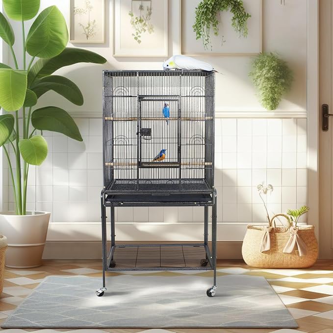 ZENY 53-Inch Bird Flight Cage, Wrought Iron Standing Large - Image 7