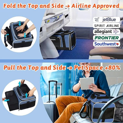 Petskd Top and Side Expandable Pet Carrier 17x12x8.5 Inches JetBlue Frontier - Image 2