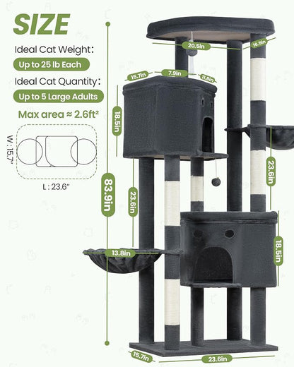 Extra Large Cat Tree, 84 Inch XXL Giant Cat Tower - Image 8