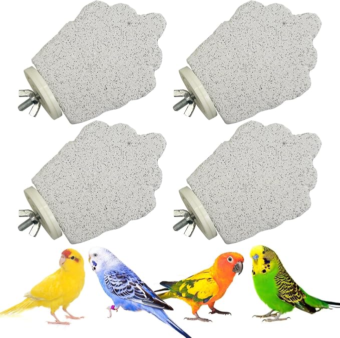 PINVNBY 4 PCS Bird Perches Calcium Parrot Perch Stand Bird Beak Grinding Stone by PINVNBY