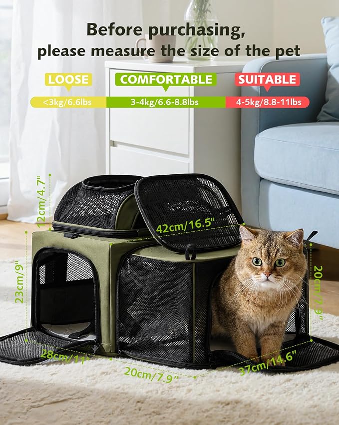 Pecute Top Side Expandable Pet Carrier Airline Approved Dog Cat Carrier - Image 9